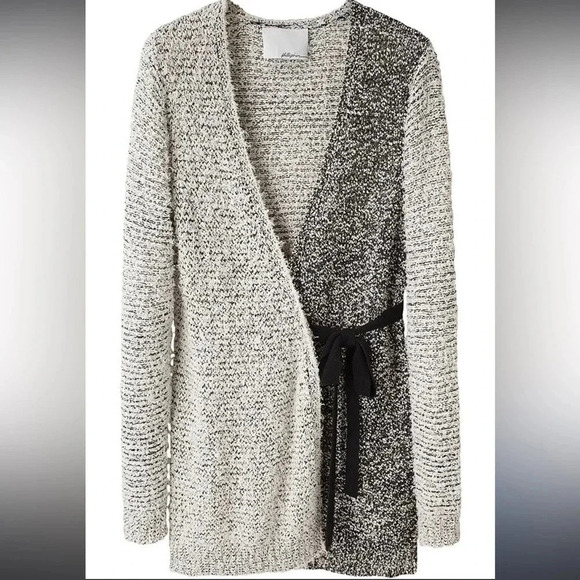 $425 3.1 Philip Lim Cardigan Waist Tie Longer Ivory Gray Size Small S - Picture 1 of 12